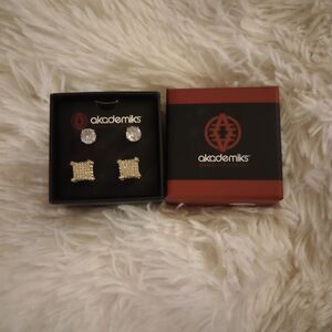 💎“Akademiks” Fashion Earring Set Silver/Gold Rhinestone